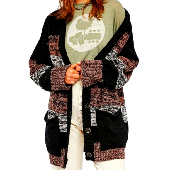 Free People Sweaters - NEW Free People Abstract Pocket Button-Up Cardigan